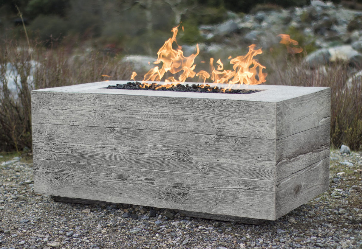 The Outdoor Plus 120" Catalina Wood Grain GFRC Concrete Rectangular Fire Pit OPT-CTL120