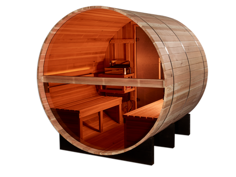 Golden Designs Zurich 4-Person Barrel Traditional Sauna with Bronze Privacy View GDI-B024-01