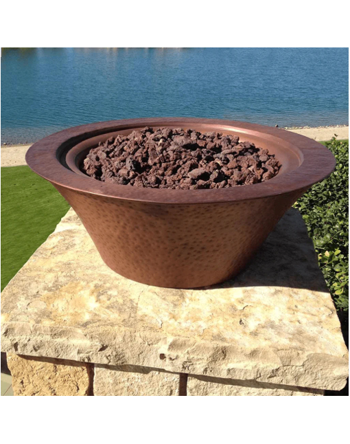 The Outdoor Plus 30" Cazo Hammered Copper Fire Bowl OPT-102-30NWF