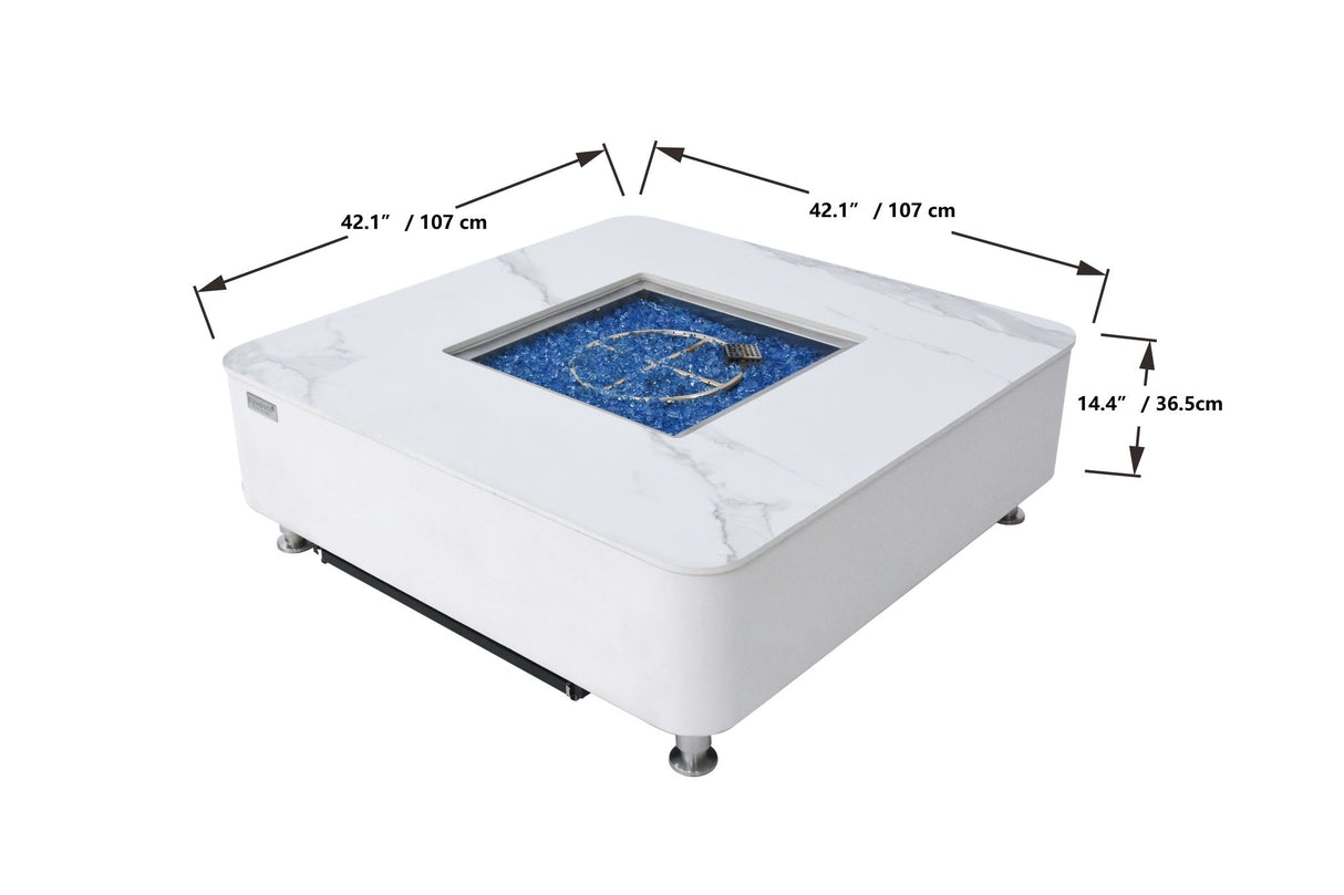 Elementi Plus Annecy Marble Porcelain Fire Table OFP101BW