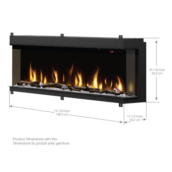 Dimplex Ignite XL Bold 74" Built-in Linear Electric Fireplace XLF7417-XD
