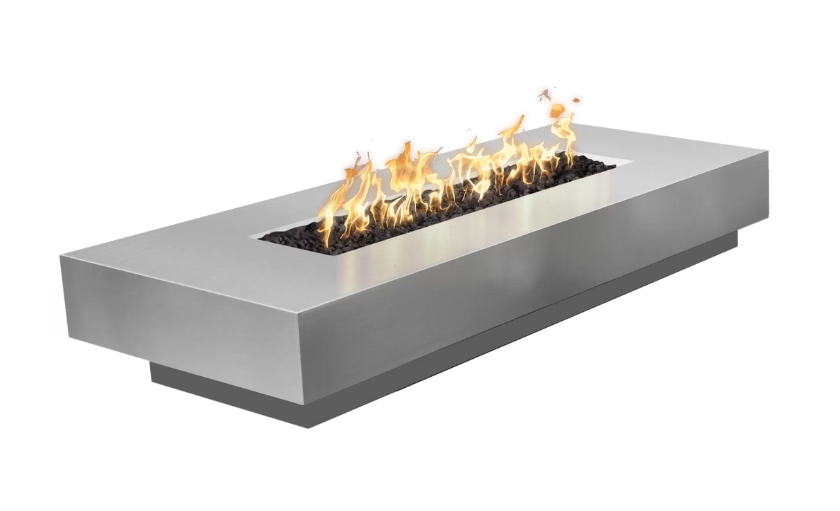 The Outdoor Plus 66"x38" Linear Cabo Stainless Steel Rectangular Fire Pit OPT-CBLN66SS