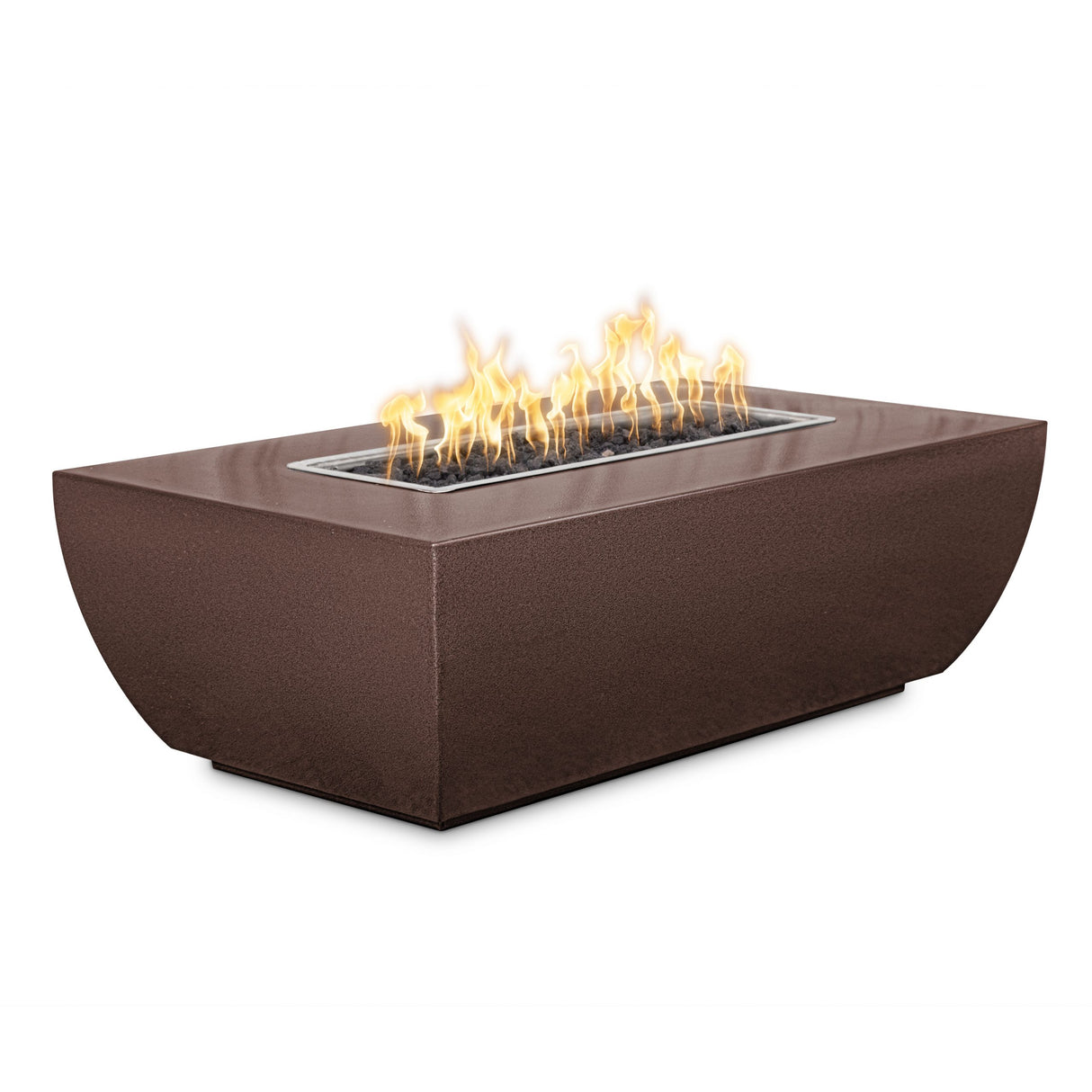 The Outdoor Plus 84" X 28" Linear Avalon Powder Coated Metal 15" Tall Rectangular Fire Pit OPT-AVLPC8415