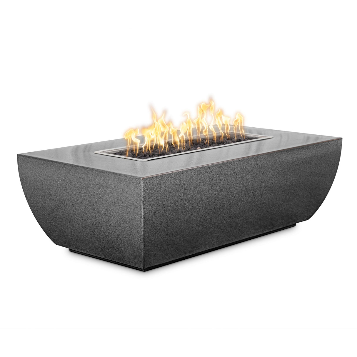 The Outdoor Plus 84" X 28" Linear Avalon Powder Coated Metal 15" Tall Rectangular Fire Pit OPT-AVLPC8415