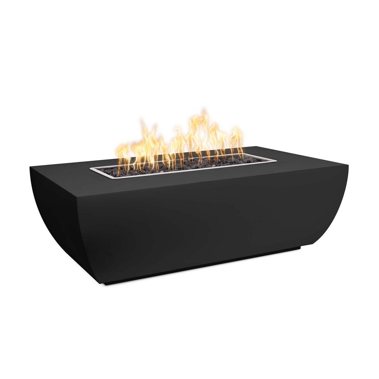 The Outdoor Plus 84" X 28" Linear Avalon Powder Coated Metal 15" Tall Rectangular Fire Pit OPT-AVLPC8415