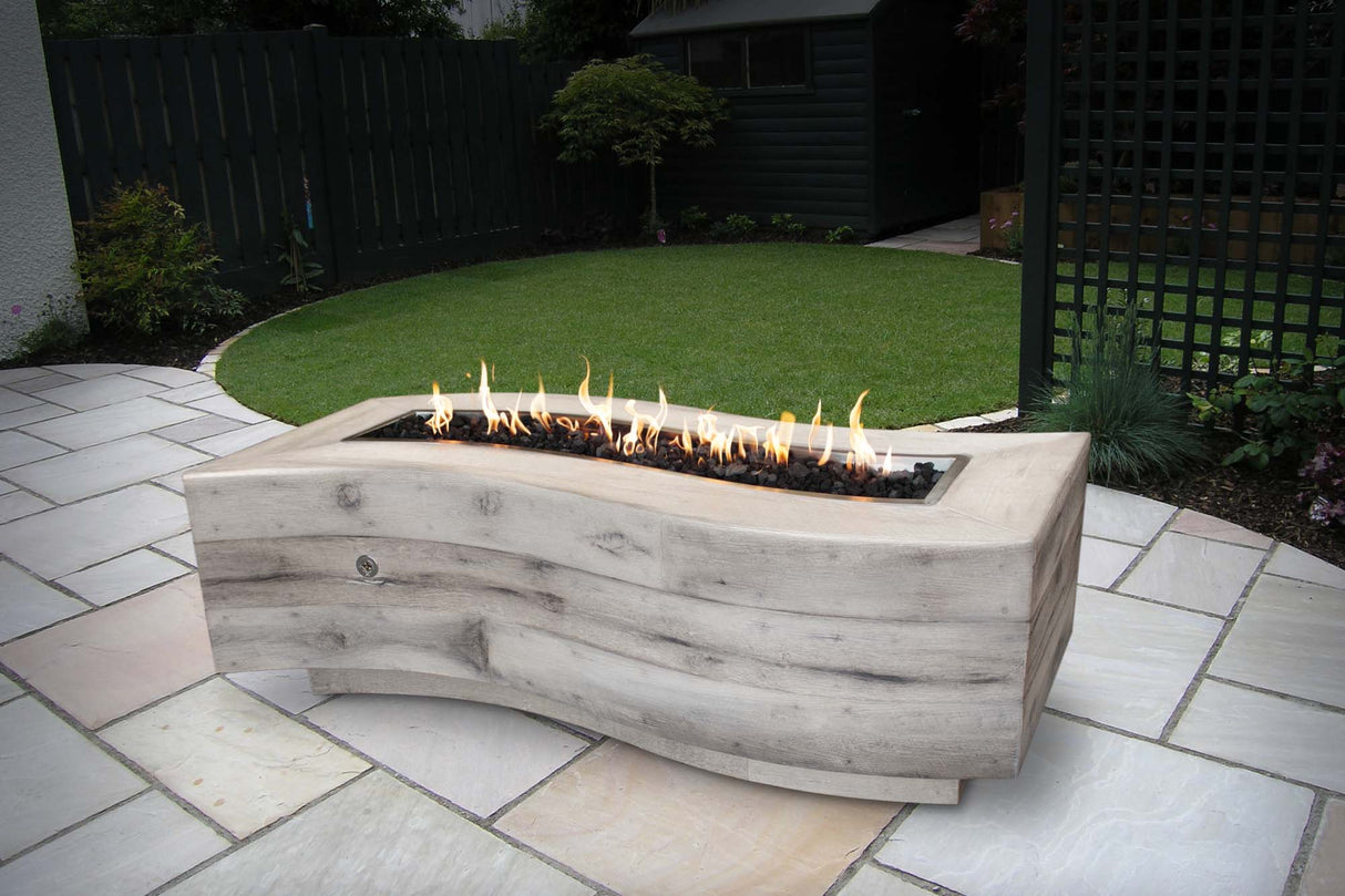 The Outdoor Plus 72" Big Sur Wood Grain GFRC Concrete Rectangular Fire Pit OPT-BGSR72