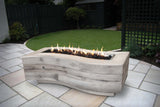 The Outdoor Plus 72" Big Sur Wood Grain GFRC Concrete Rectangular Fire Pit OPT-BGSR72