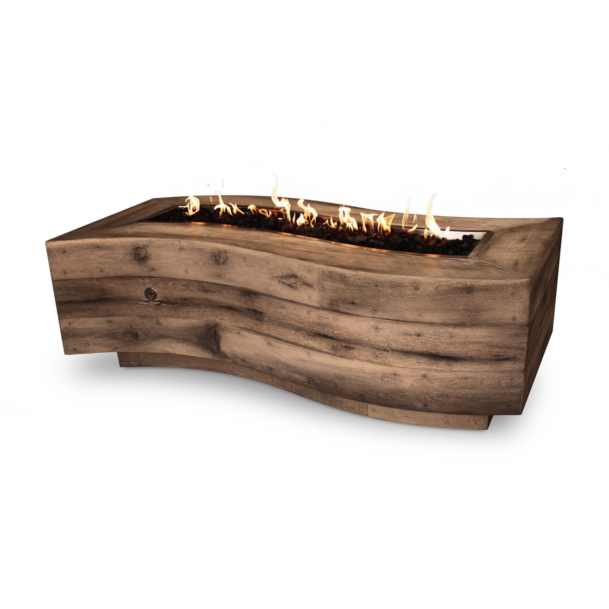 The Outdoor Plus 72" Big Sur Wood Grain GFRC Concrete Rectangular Fire Pit OPT-BGSR72