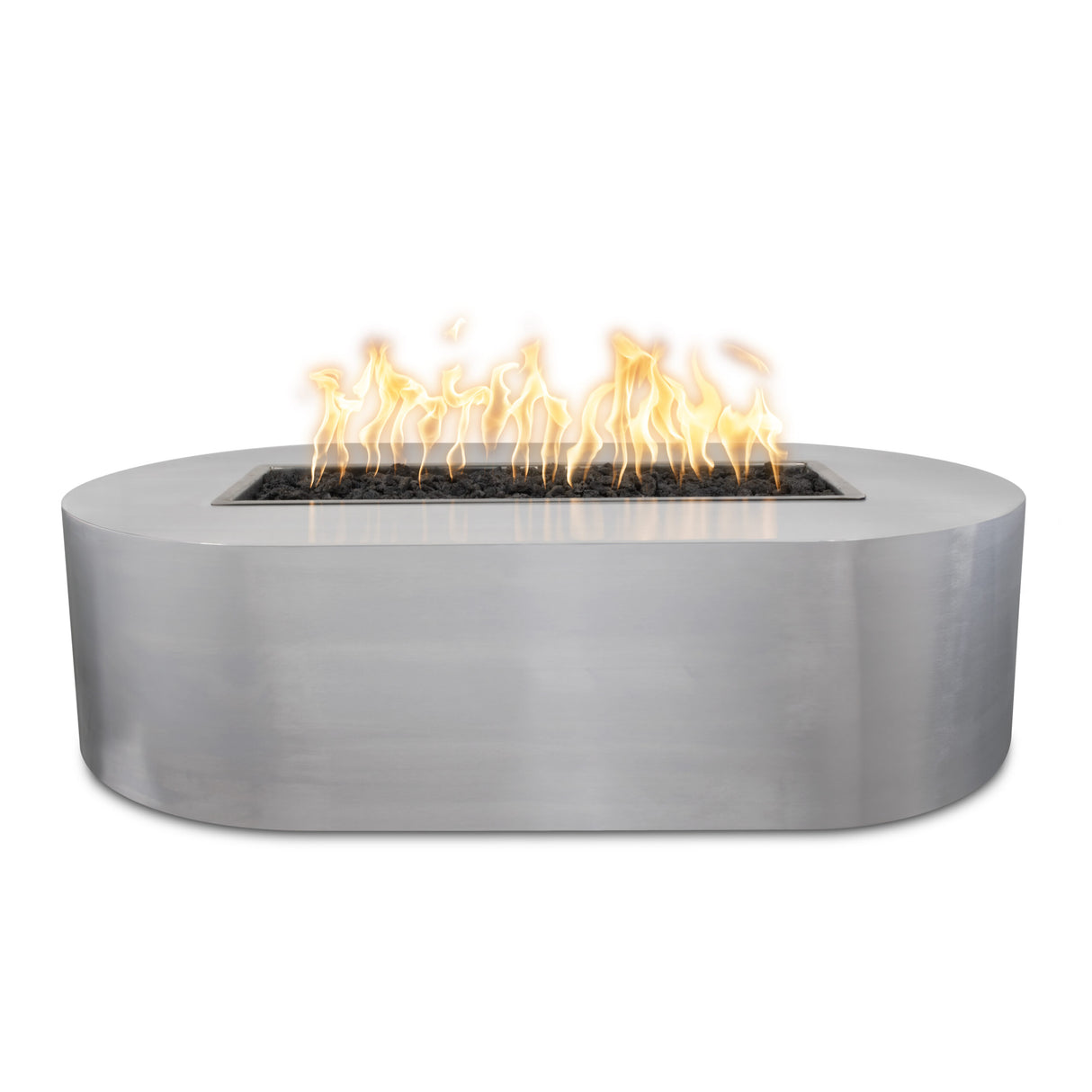 The Outdoor Plus 60" x 24" Bispo Stainless Steel Rectangular Fire Pit OPT-BSPSS60