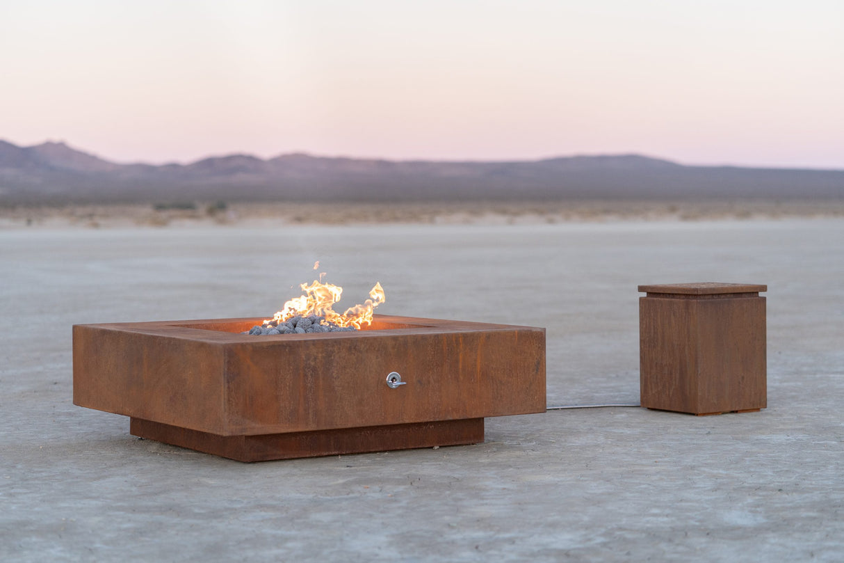 The Outdoor Plus 48" Cabo Corten Steel Square Fire Pit OPT-CBSQ48CS