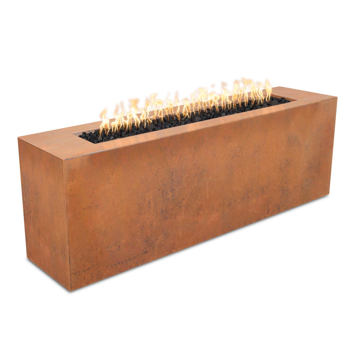 The Outdoor Plus 72" x 16" x 16" Carmen Corten Steel Rectangular Fire Pit OPT-CRMCS7216