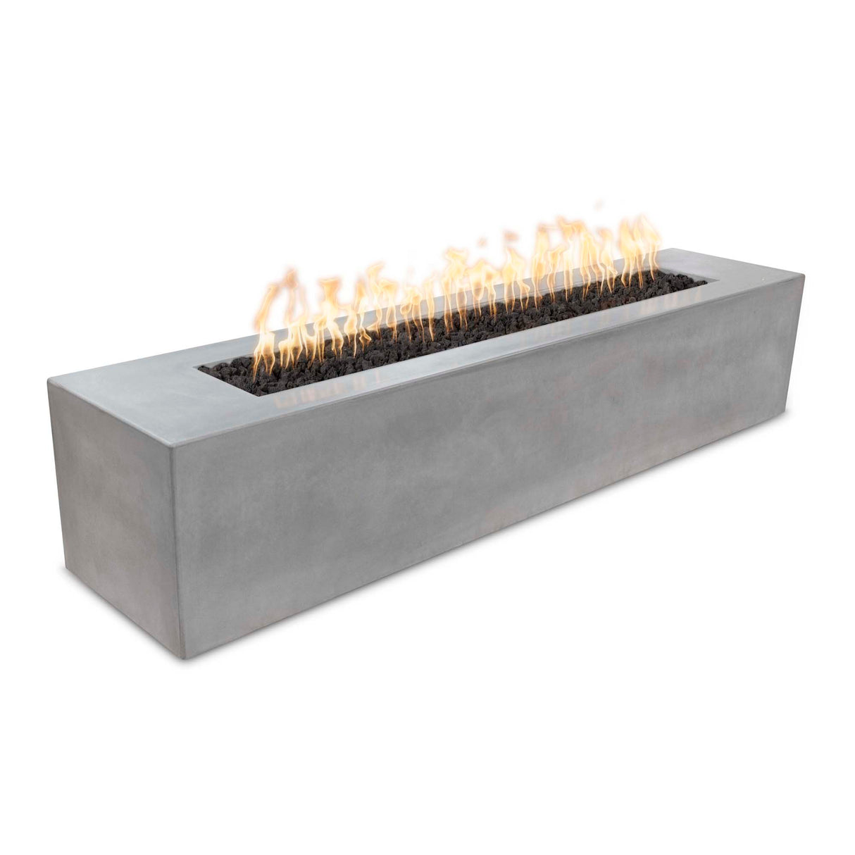 The Outdoor Plus 72" x 16" x 16" Carmen GFRC Concrete Rectangular Fire Pit OPT-CRM7216