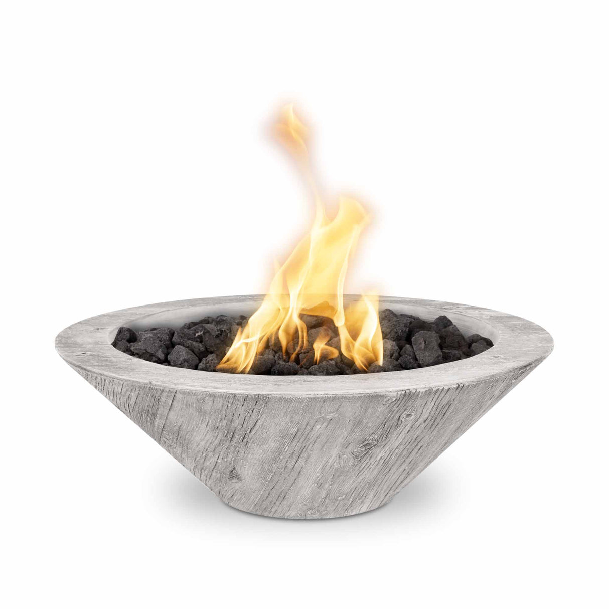 The Outdoor Plus 32" Round Cazo Wood Grain GFRC Concrete Fire and Water Bowl OPT-32RWGFW