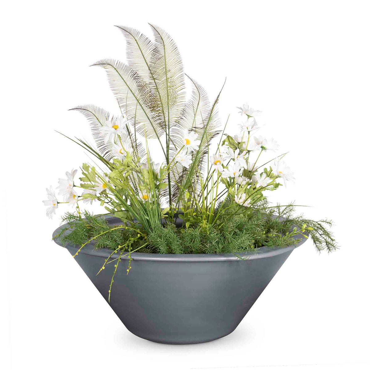 The Outdoor Plus 24" Cazo Powder Coated Metal Round Planter Bowl OPT-R24PCPO