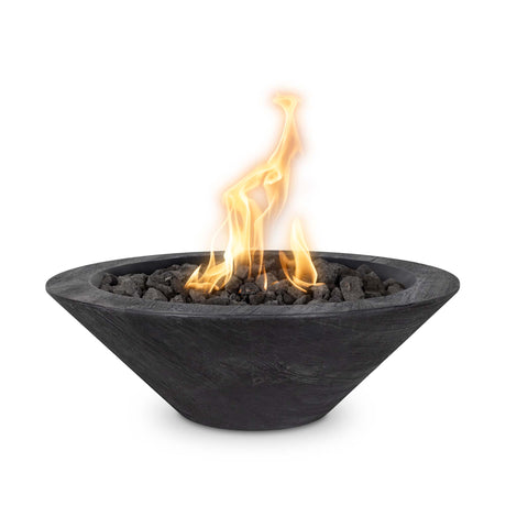 The Outdoor Plus 32" Round Cazo Wood Grain GFRC Concrete Fire and Water Bowl OPT-32RWGFW