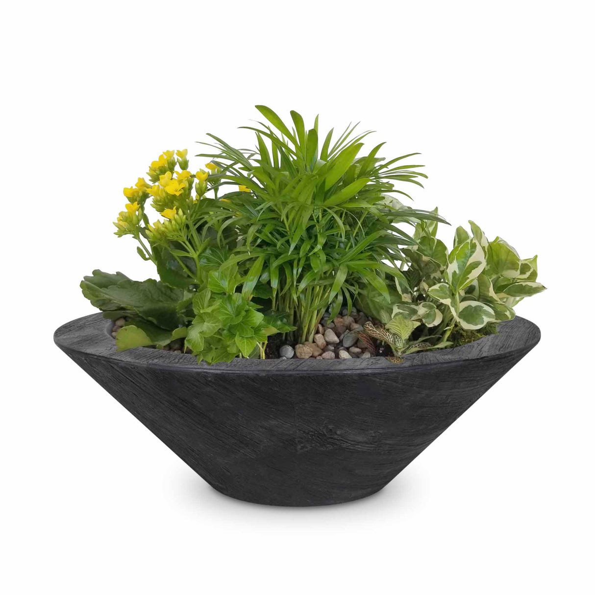 The Outdoor Plus 24" Cazo Wood Grain GFRC Concrete Round Planter Bowl OPT-24RWGPO