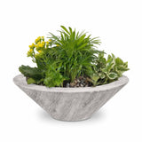 The Outdoor Plus 24" Cazo Wood Grain GFRC Concrete Round Planter Bowl OPT-24RWGPO