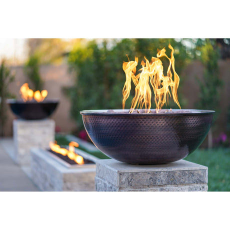 The Outdoor Plus 27" Sedona Hammered Copper Round Fire Bowl OPT-27RCPRFO