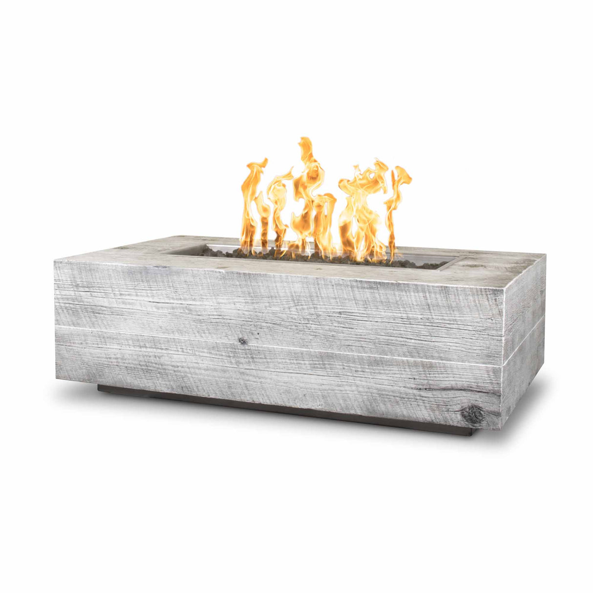 The Outdoor Plus 84" Coronado Wood Grain GFRC Concrete Rectangular Fire Pit OPT-COR84