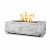 The Outdoor Plus 84" Coronado Wood Grain GFRC Concrete Rectangular Fire Pit OPT-COR84