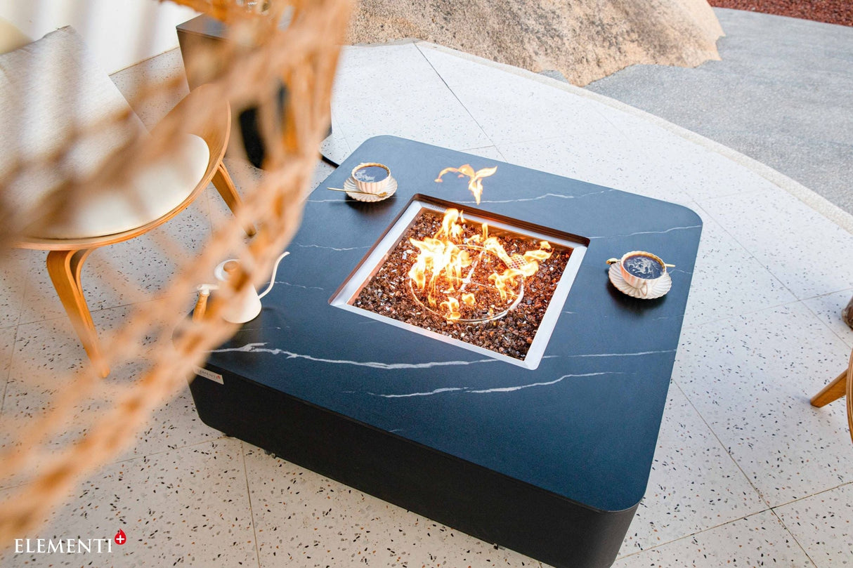 Elementi Plus Copenhagen Marble Porcelain Fire Table OFP101BB