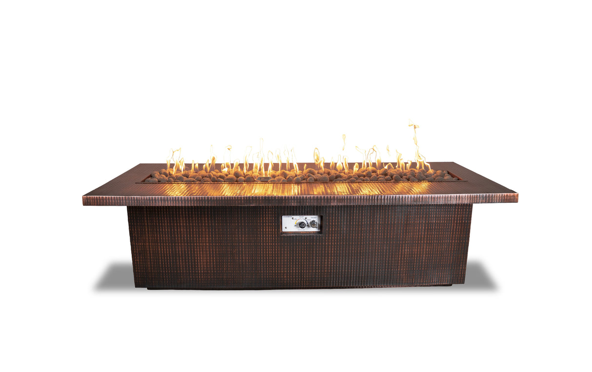 The Outdoor Plus 48" X 32" Fremont Hammered Copper 24” Tall Rectangular Fire Pit OPT-FRMCPR4824