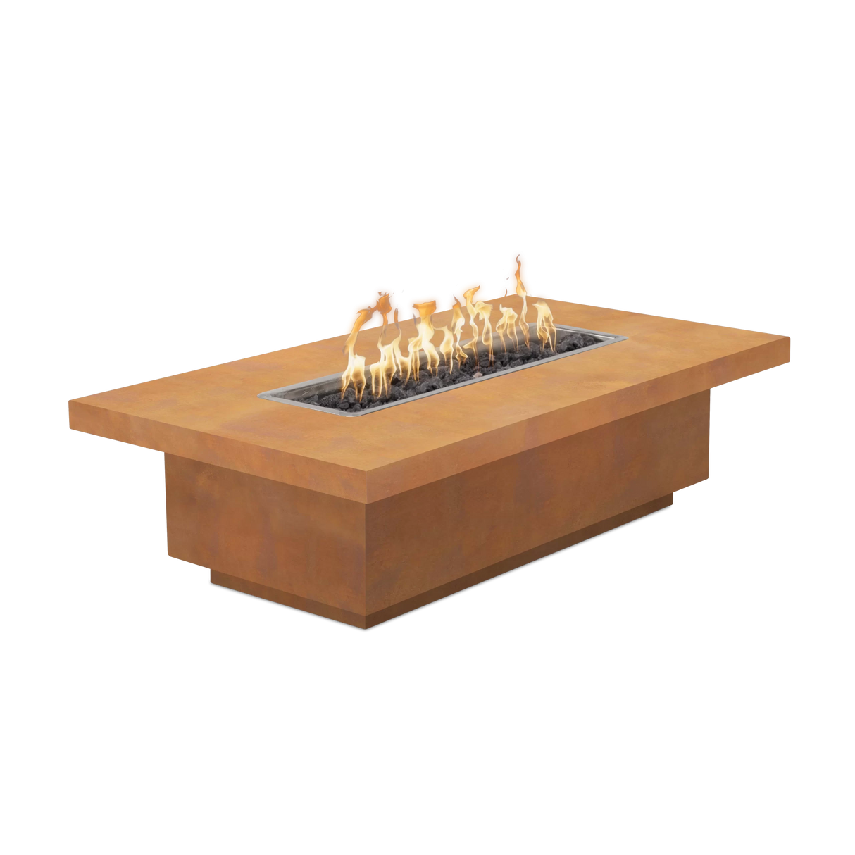 The Outdoor Plus 84" X 32" Fremont Corten Steel 24” Tall Rectangular Fire Pit OPT-FRMCS8424