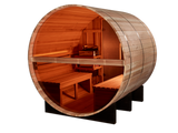 Golden Designs Zurich 4-Person Barrel Traditional Sauna with Bronze Privacy View GDI-B024-01