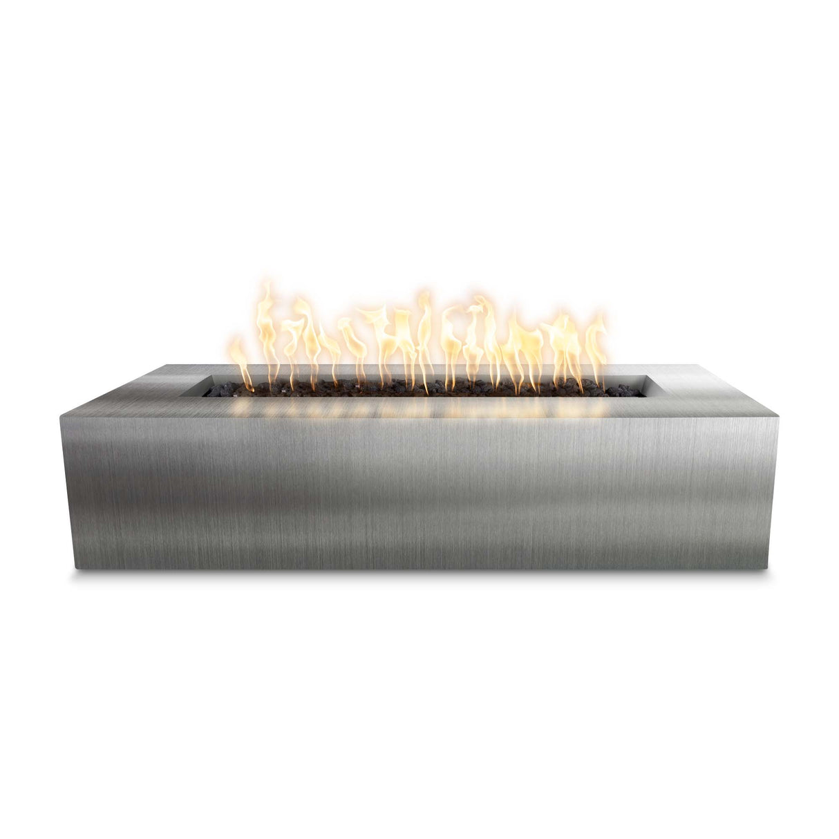 The Outdoor Plus 54" Regal Stainless Steel Rectangular Fire Pit OPT-RGLSS54