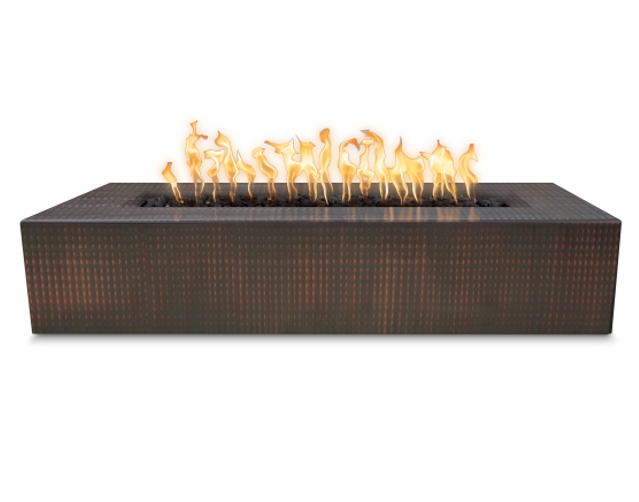 The Outdoor Plus 48" Regal Hammered Copper Rectangular Fire Pit OPT-RGLCPR48