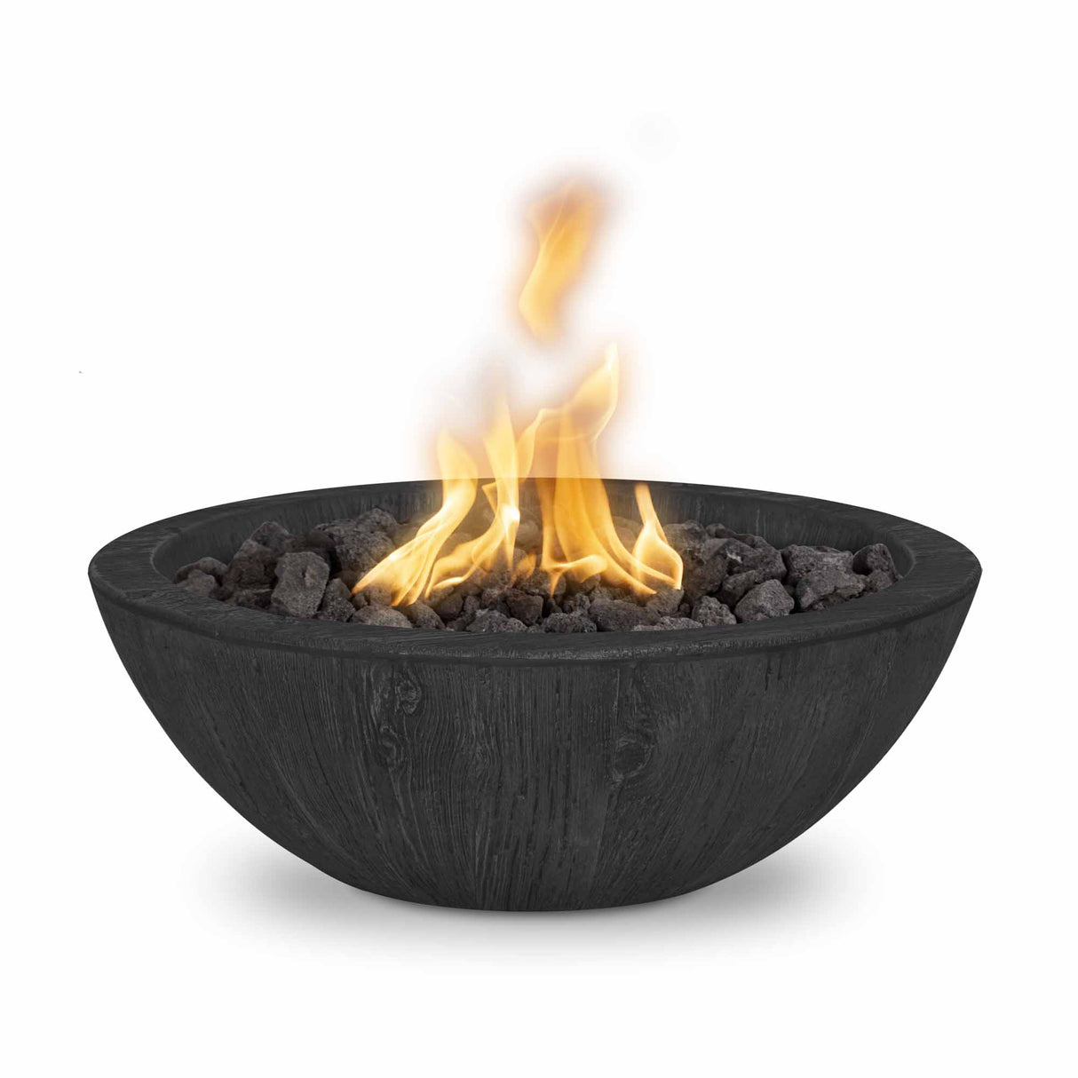 The Outdoor Plus 27" Sedona Wood Grain GFRC Concrete Round Fire Bowl OPT-27RWGFO