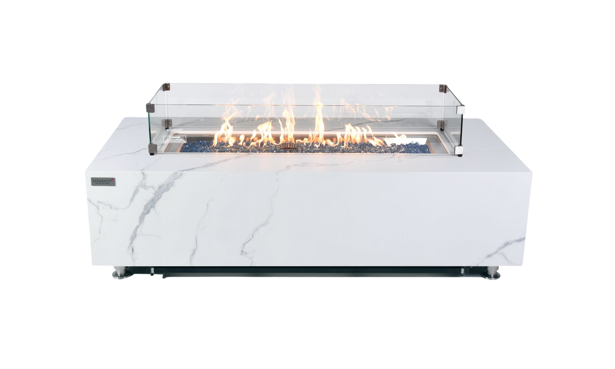 Elementi Plus Carrara Marble Porcelain Fire Table OFP121BW