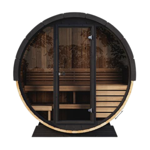 SaunaLife Model EE6G ERGO Elegance Series 4 Person Sauna Barrel Glass Front SL-MODELEE6G