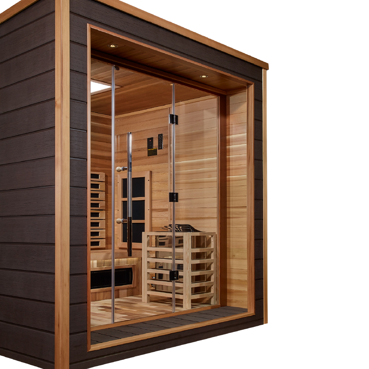 Golden Designs Visby 3-Person Hybrid Full Spectrum IR or Traditional Stove Sauna GDI-8223-01