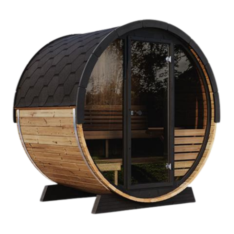 SaunaLife Model EE6G ERGO Elegance Series 4 Person Sauna Barrel Glass Front SL-MODELEE6G