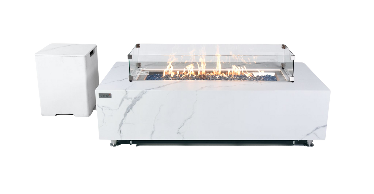 Elementi Plus Carrara Marble Porcelain Fire Table OFP121BW