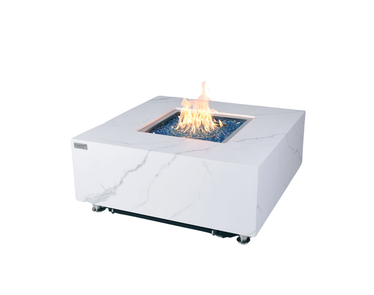 Elementi Plus Bianco Marble Porcelain Fire Table OFP103BW