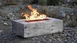 The Outdoor Plus 84" Coronado Wood Grain GFRC Concrete Rectangular Fire Pit OPT-COR84