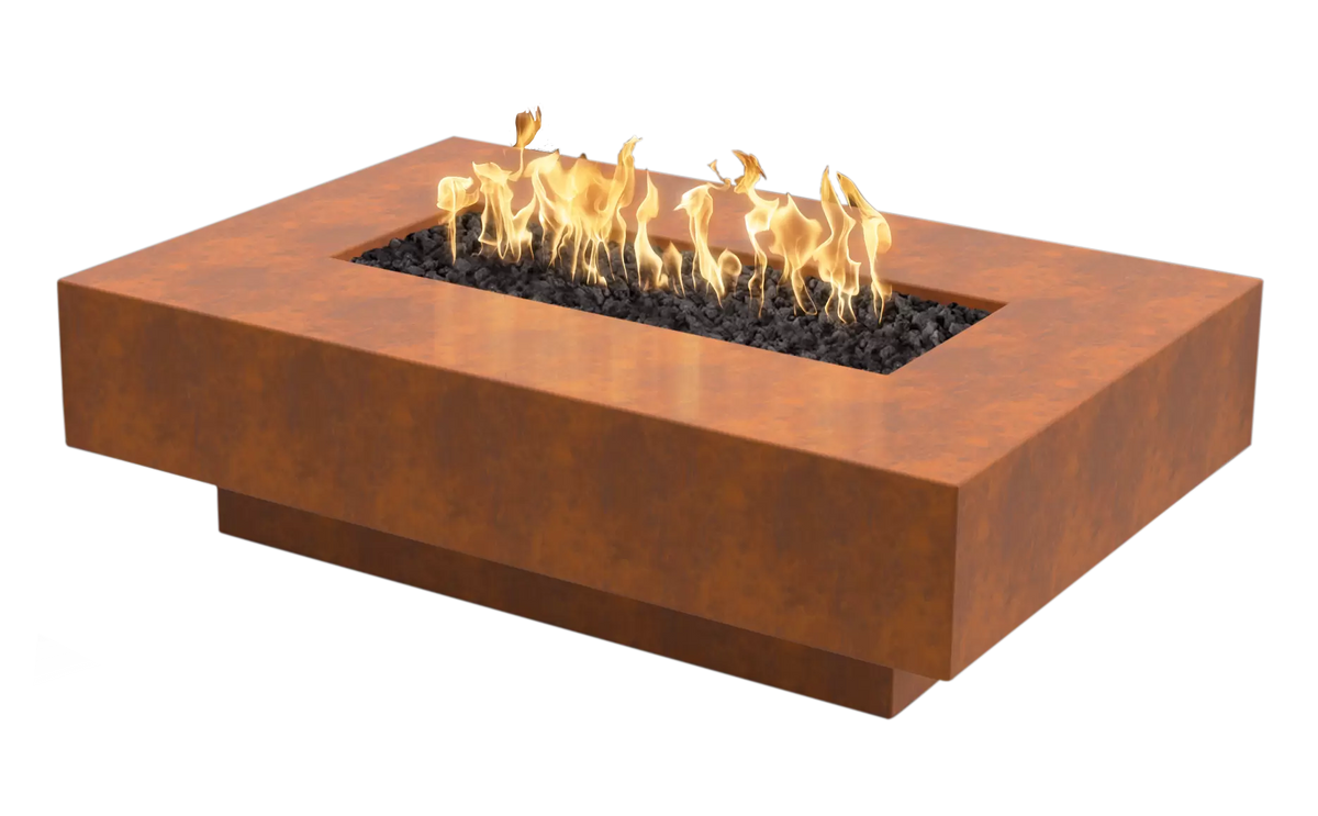 The Outdoor Plus 56"x38" Linear Cabo Corten Steel Rectangular Fire Pit ...
