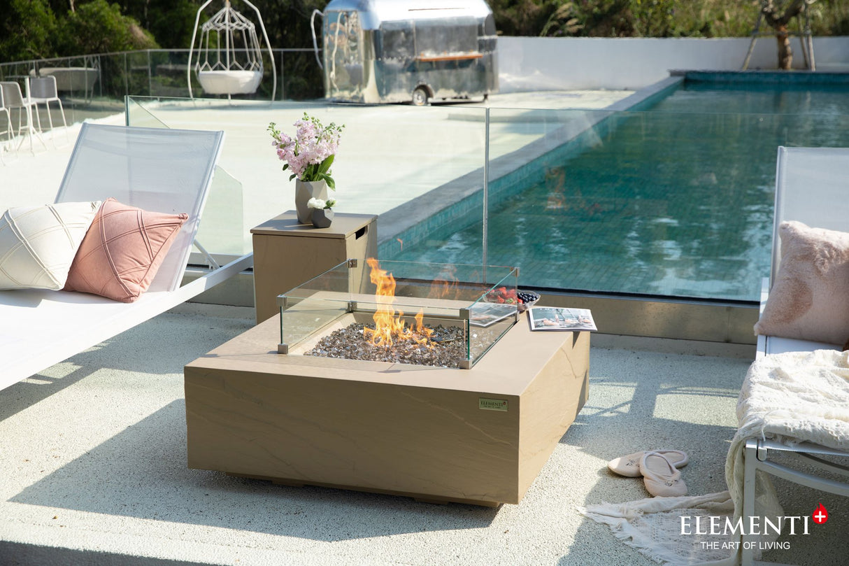 Elementi Plus Uluru Square Sandstone Fire Table OFG411SY