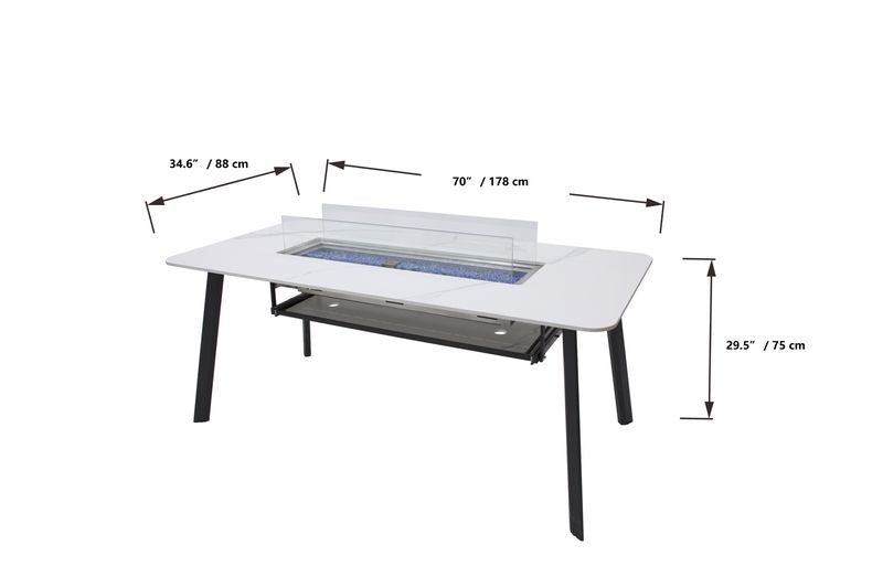 Elementi Plus Oslo Marble Porcelain Dining Fire Table OFP301