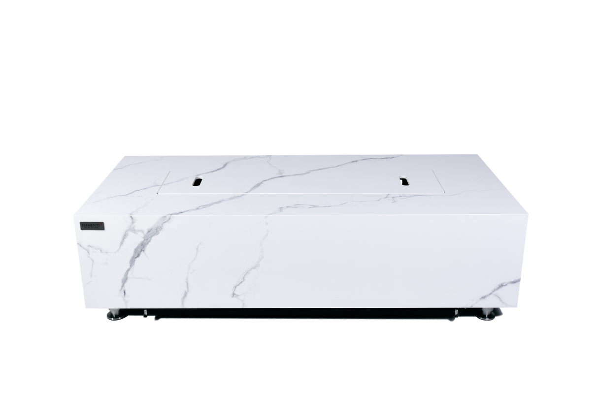 Elementi Plus Carrara Marble Porcelain Fire Table OFP121BW