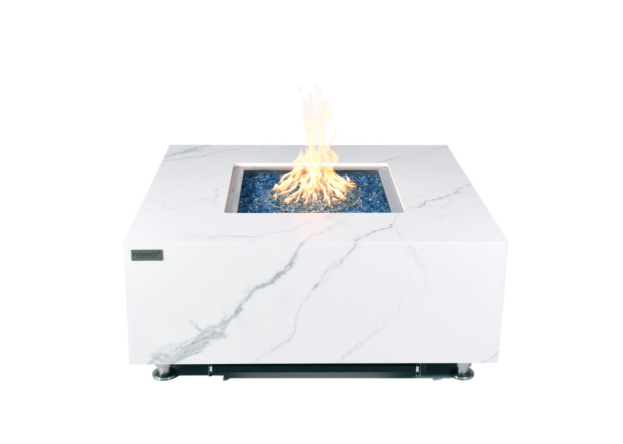 Elementi Plus Bianco Marble Porcelain Fire Table OFP103BW