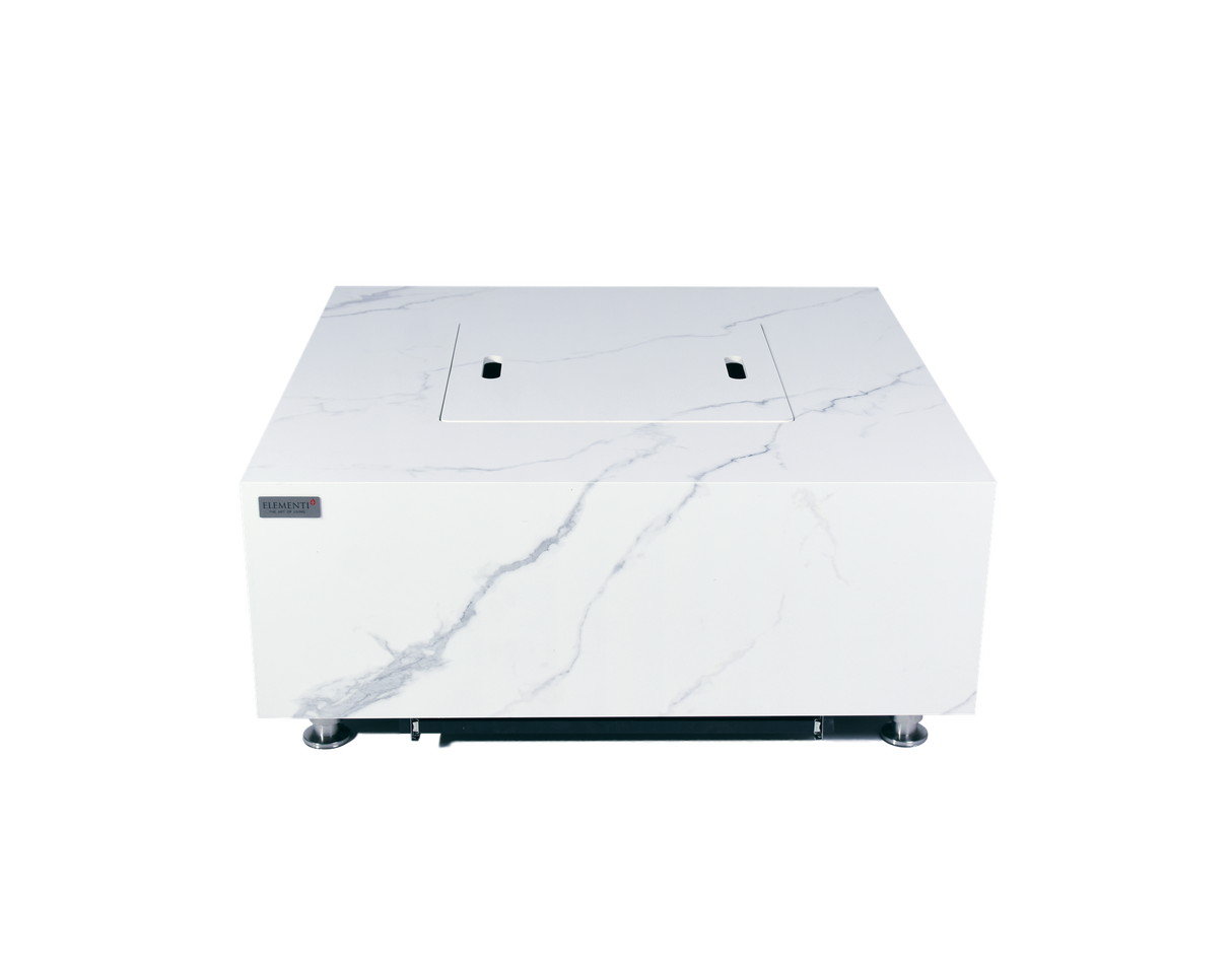 Elementi Plus Bianco Marble Porcelain Fire Table OFP103BW