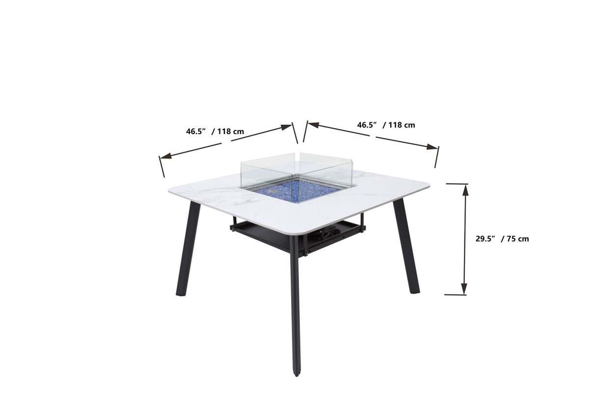 Elementi Plus Helsinki Marble Porcelain Dining Fire Table OFP302