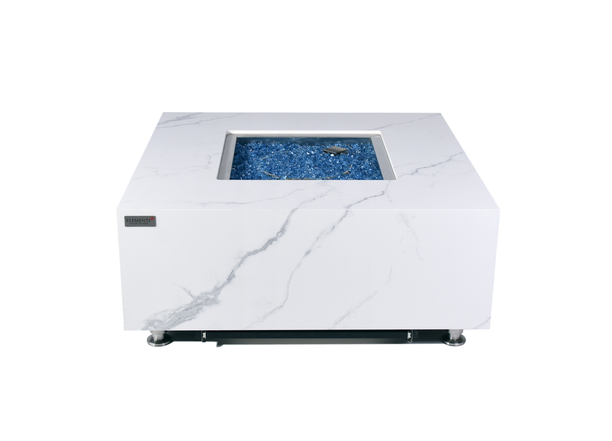 Elementi Plus Bianco Marble Porcelain Fire Table OFP103BW