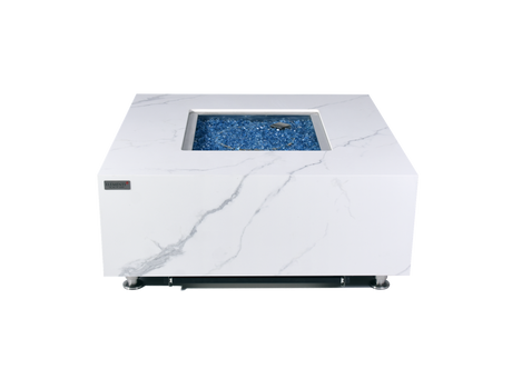 Elementi Plus Bianco Marble Porcelain Fire Table OFP103BW